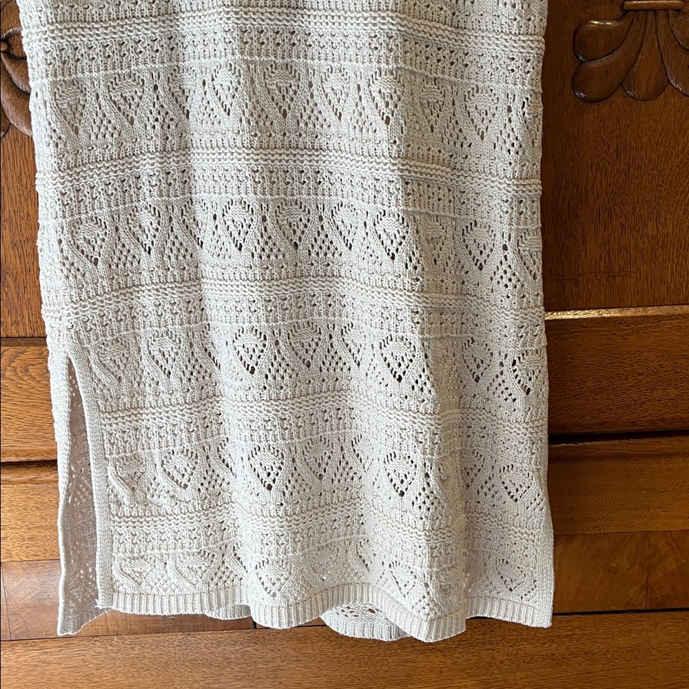 💥HP💥Womens LC Lauren Conrad Pointelle Tank Sweater Dress – Large – Cream Crochet - Picture 6 of 13